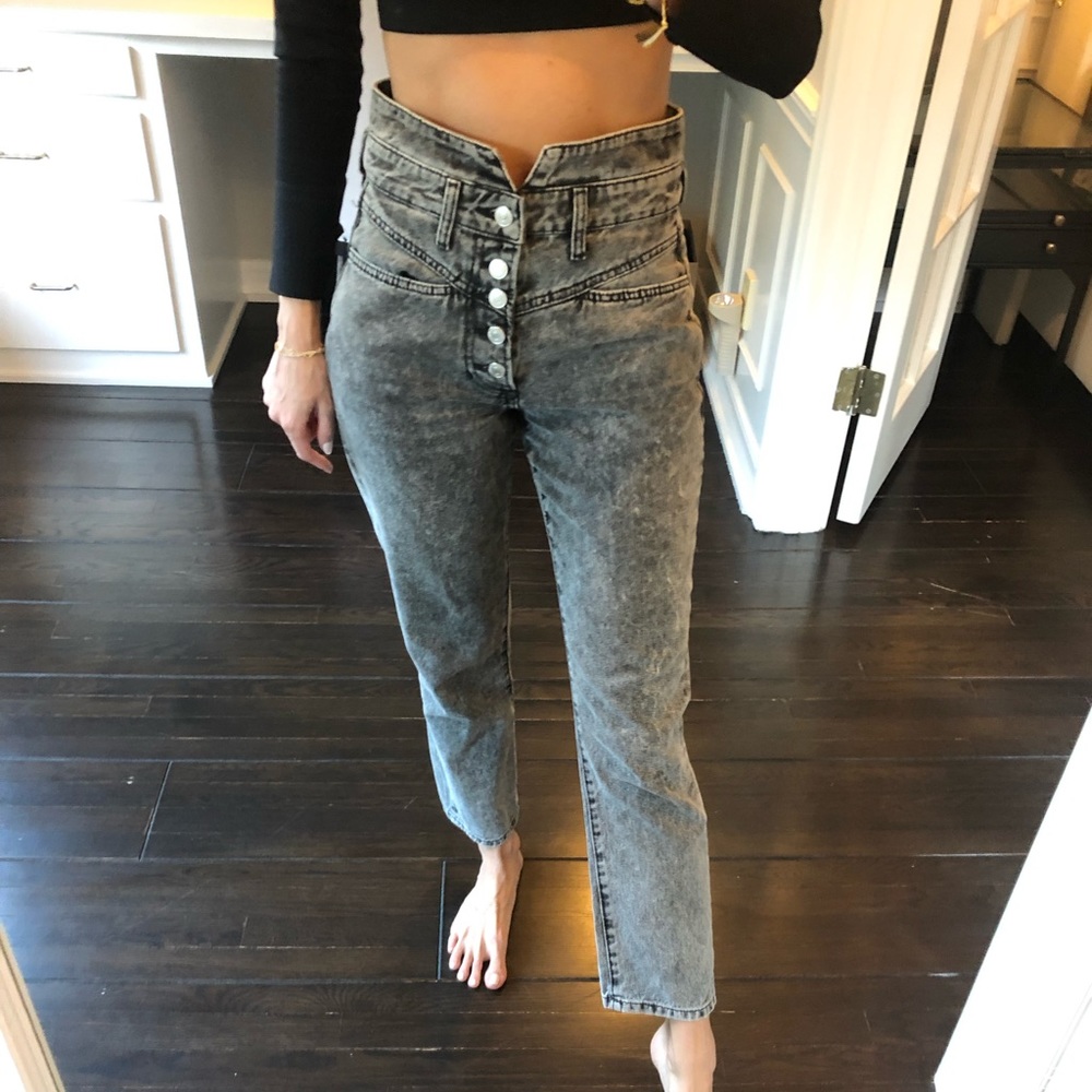 Grey Zara button Front Jeans